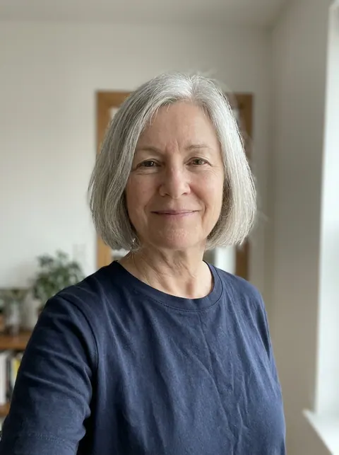 Input photo: a woman with a silver bob